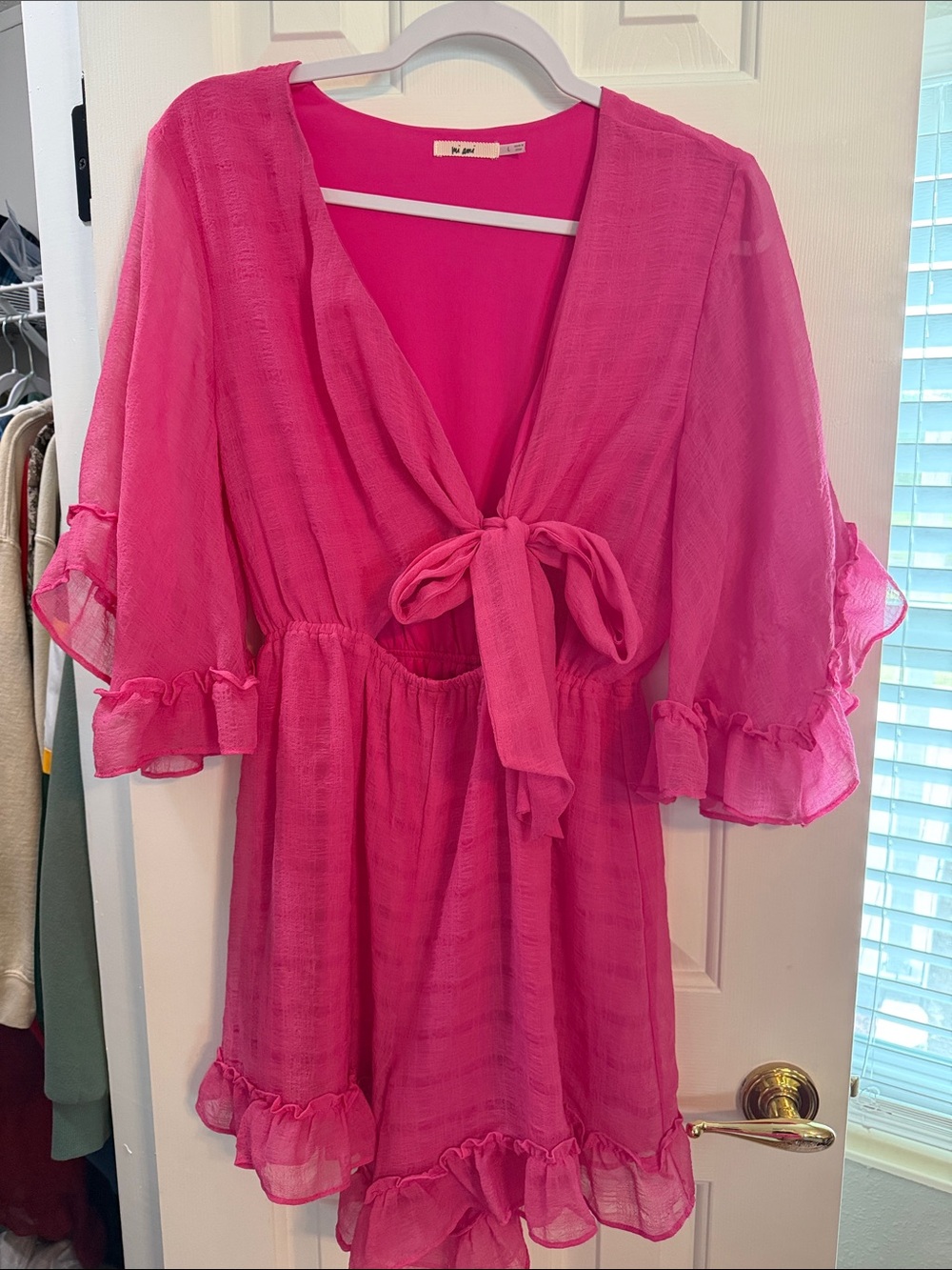 Bright Pink Tie-Front Romper